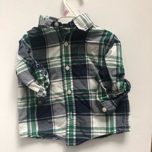 6-12 mo Janie and Jack madras plaid cotton button